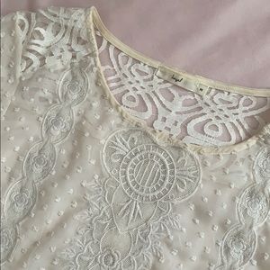 Cream Sheer & Lace Blouse